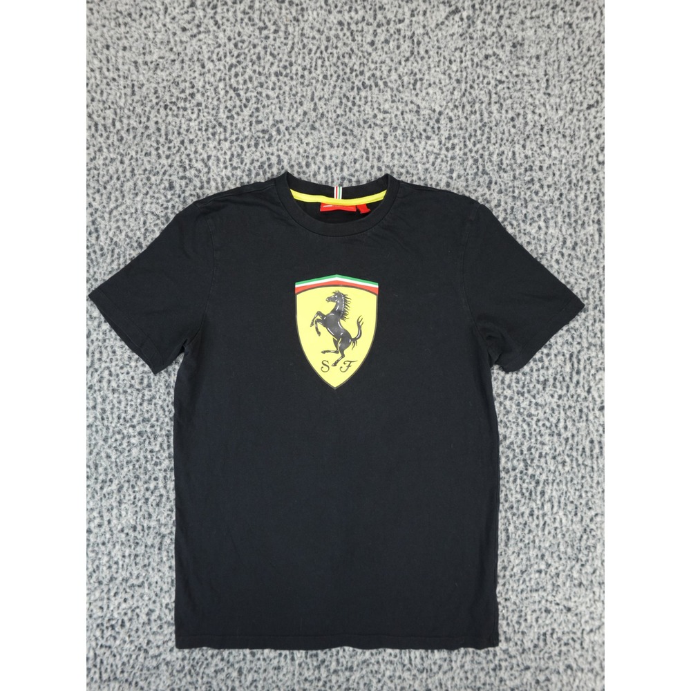 Scuderia Ferrari Mens Black Graphic T-Shirt‎ Short Sleeve Crew Neck Size M Logo
